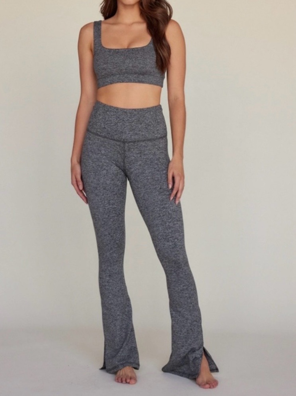 Strut This High-Rise ribbed Gray Flare Lounge Pants, size S Made in USA lounge